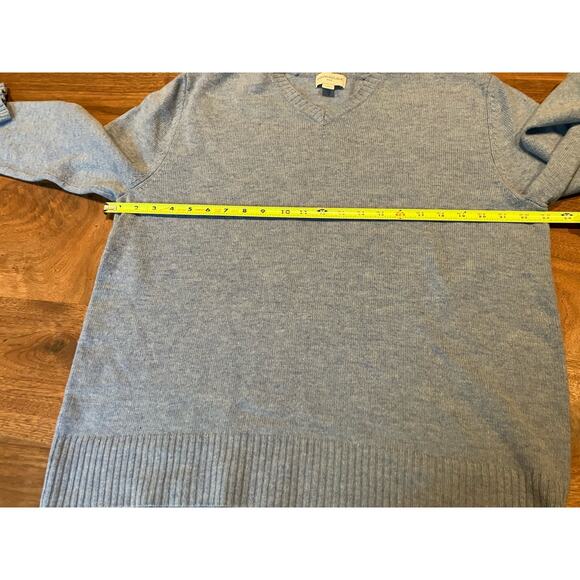 Banana Republic Mens Large, 100% Lambswool Sweater Blue, V-Neck, Preppy, Warm - Picture 7 of 8